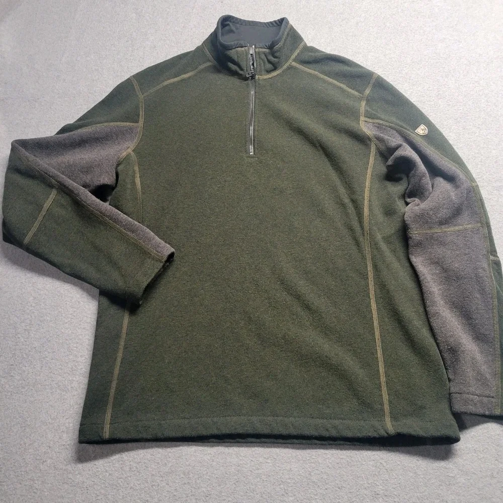 Kuhl Sweater Mens Medium Long Sleeve 1/4 Zip Casual Adult Outdoor Hiking Green‎